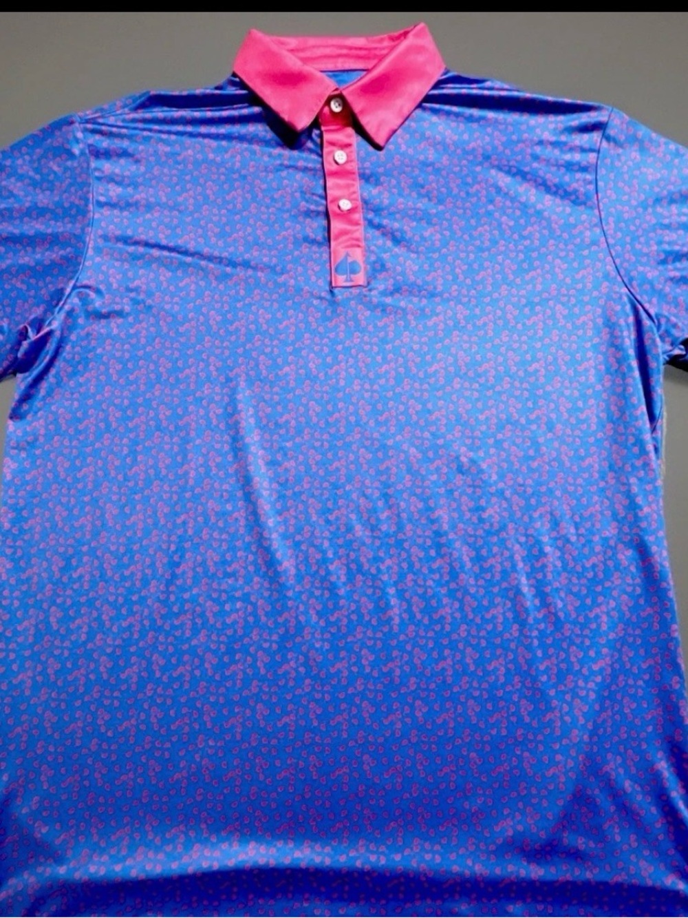 Men's Blue Polo with Pink Collar - Performance Golf Shirt